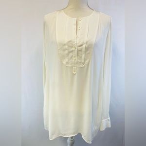 Vince white linen tunic long-sleeved or rolled-up. With side pockets. Size L